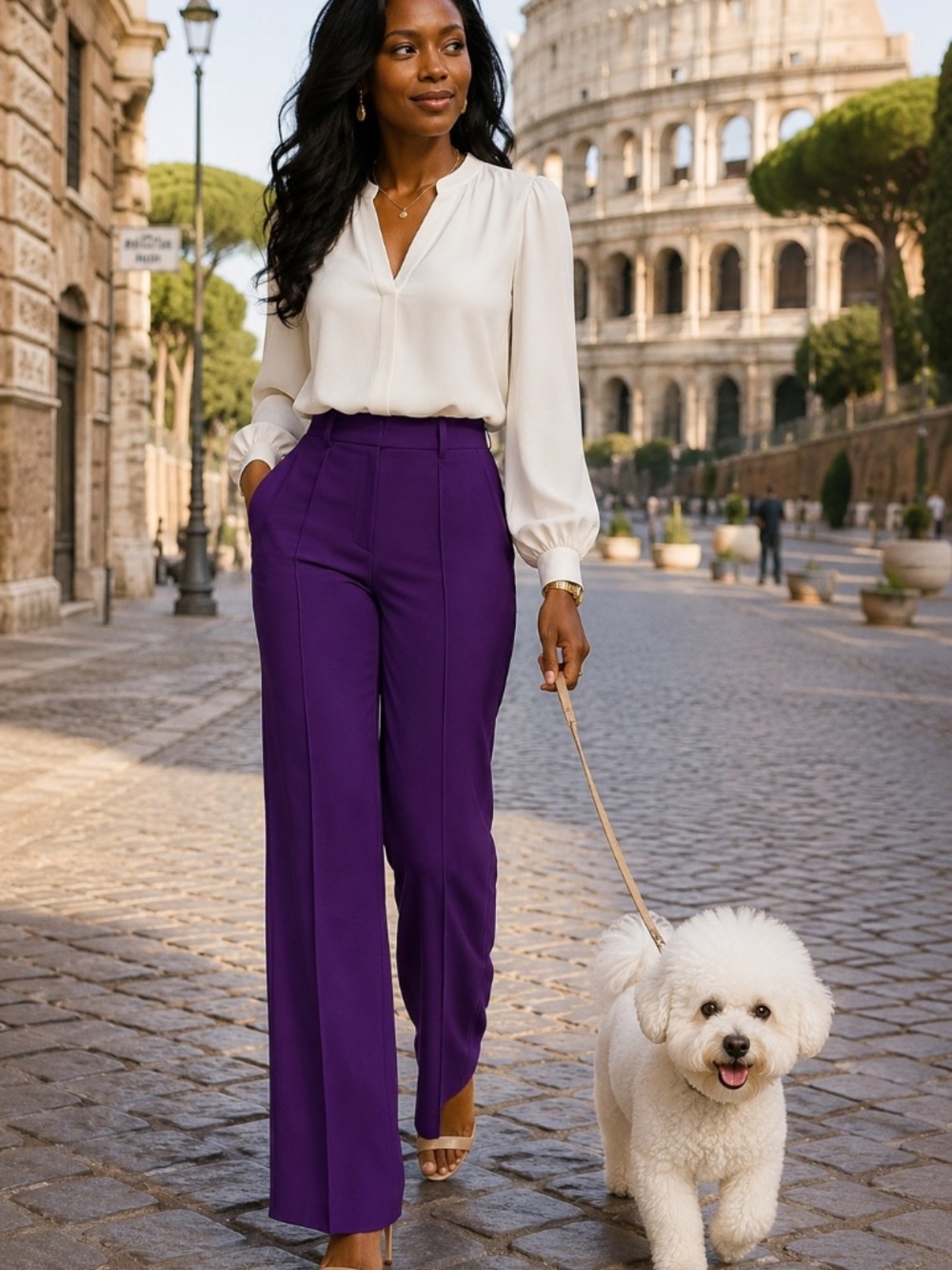 Cemi Ceri Size Medium Purple Wide Leg Pull-On Pants